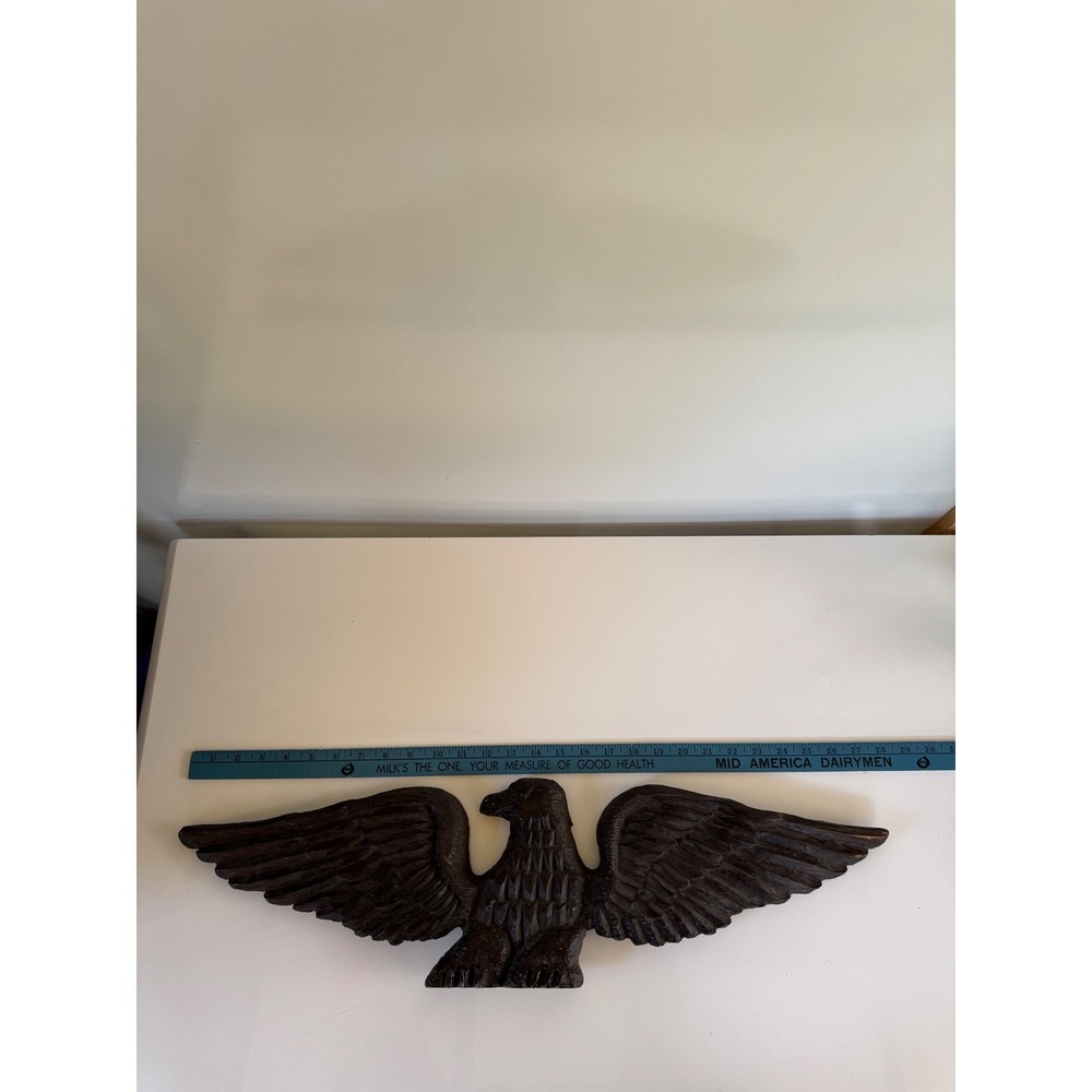Vintage Hand Carved Wood Eagle Wall Hanging Plaque Americana Folk Art 28 inch